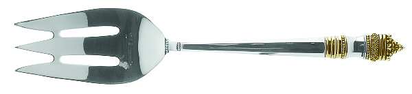 Danish Baroque Gold (Sterling, 1974) Large Solid Cold Meat Serving Fork by Towle Silver