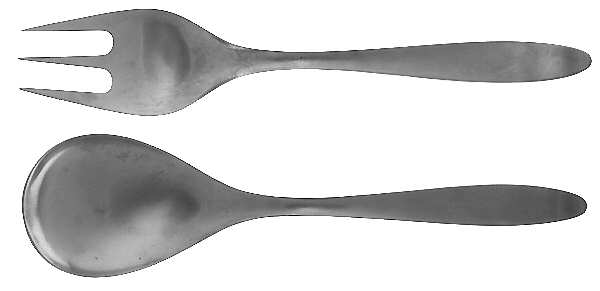 Design 1 (Stainless) (2 Pc) Solid Salad Set