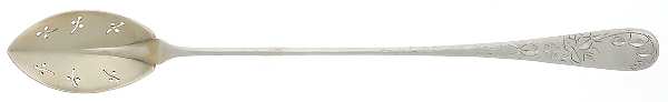 Engraved (Silverplate, 1905) Pierced Bowl Long Handle Olive Spoon