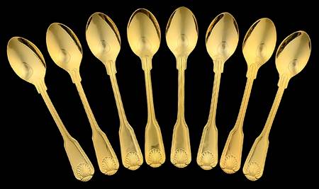 English Shell (Gold Electroplate, 1988) (Set Of 8) Teaspoon Spoon
