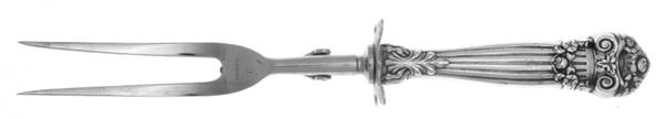 Georgian (Sterling, 1898, Old) Large Stainless-Prong Roast Carving Fork