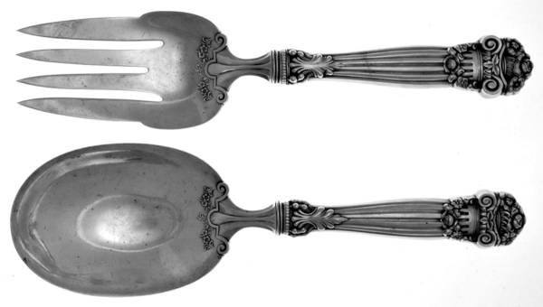 Georgian (Sterling, 1898, Old) 2 Piece Salad Set Hollow Handle Sterling Bowl
