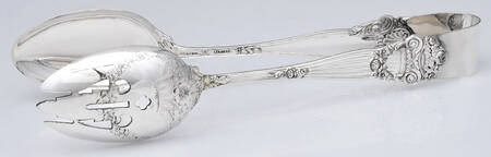 Georgian (Sterling, 1898, Old) Salad Tongs Solid HC