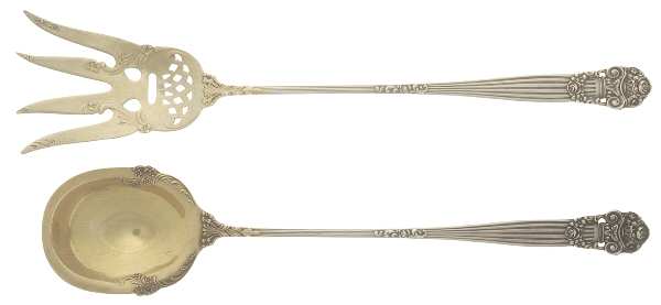 Georgian (Sterling, 1898, Old) 2 Pc Large Lettuce Serving Set