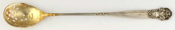 Georgian (Sterling, 1898, Old) Pierced Bowl Long Handle Olive Spoon