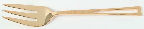 Gold Aperto (Gold Electroplate) Medium Solid Cold Meat Serving Fork