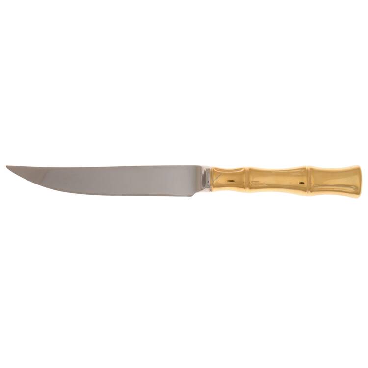 Gold Bamboo (Gold Electroplate) Steak Knife Individual Hollow, No Serrate HC