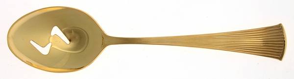 Gold Peacock (Gold Electroplate) Pierced Tablespoon (Serving Spoon)