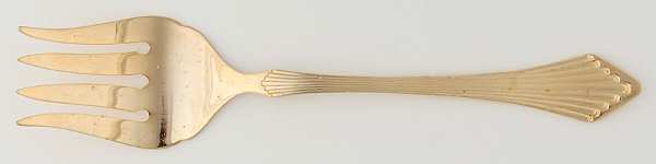 Golden Primavera (Gold Electroplate) Medium Solid Cold Meat Serving Fork