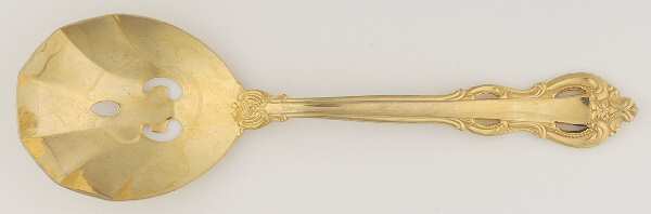 King Arthur Gold (Gold Electroplate, 1988) Solid Pierced Casserole Spoon