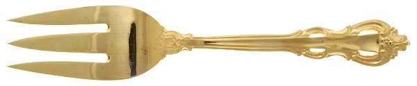 King Arthur Gold (Gold Electroplate, 1988) Large Solid Cold Meat Serving Fork