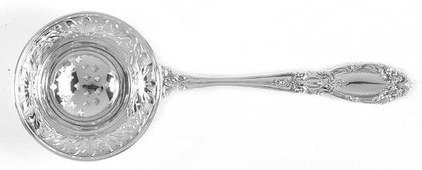 King Richard (Sterling, 1932, No Monos) Individual Overcup Tea Strainer with Silverplate Bowl