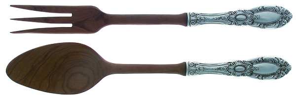 King Richard (Sterling, 1932, No Monos) Wooden Bowl 2-Piece Salad Set