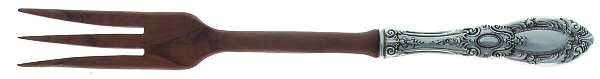 King Richard (Sterling, 1932, No Monos) Salad Serving Fork with Wooden Prongs