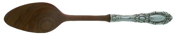 King Richard (Sterling, 1932, No Monos) Salad Serving Spoon with Wooden Bowl