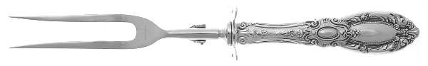 King Richard (Sterling, 1932, No Monos) Lg Carving/Roast Fork-Stn Prong w/Sterling Guard
