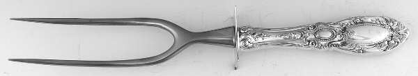 King Richard (Sterling, 1932, No Monos) Large Stainless-Prong Roast Carving Fork