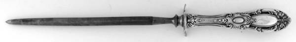 King Richard (Sterling, 1932, No Monos) Large Knife Sharpener-Steel Rod w/Sterling Guard