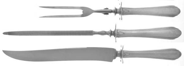 Lady Diana (Sterling, 1928, No Monograms) Large 3-Piece Roast Carving Set w/ Stainless Blade