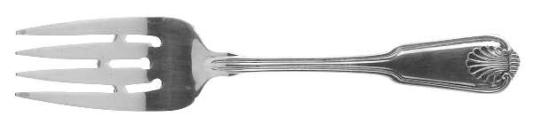 London Shell (Silverplate) Small Solid Cold Meat Serving Fork