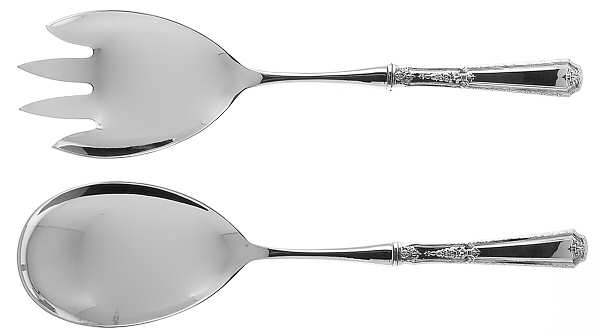 Louis XIV (Sterling, 1924, No Monograms) 2 Pc Salad Set with Stainless Bowl