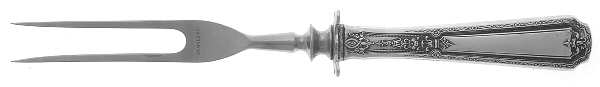 Louis XIV (Sterling, 1924, Monograms) Small Steak Carving Fork with Stainless Prongs