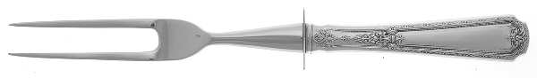 Louis XIV (Sterling, 1924, No Monograms) Small Steak Carving Fork with Stainless Prongs