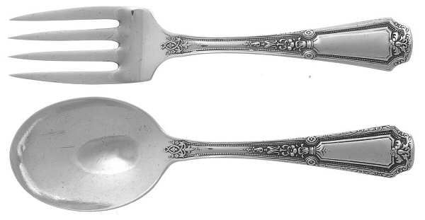 Louis XIV (Sterling, 1924, No Monograms) 2 Pc Baby Set (BF, BS)