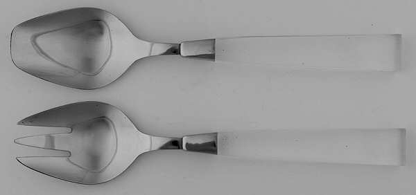 Lucite (Stainless, Clearplastichdl) 2 Pc Salad Set with Stainless Bowl