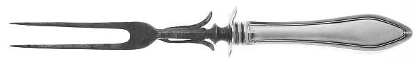 Mary Chilton (Sterling, 1912, No Monos) Lg Carving/Roast Fork-Stn Prong w/Sterling Guard