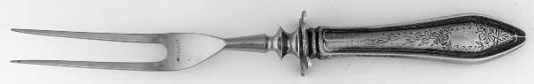 Mary Chilton-Eng No.1 (Sterling, 1912, No Monograms) Small Steak Carving Fork with Stainless Prongs