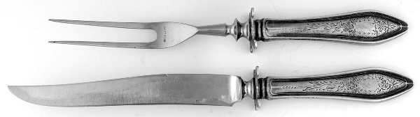 Mary Chilton-Eng No.1 (Sterling, 1912, No Monograms) Small Stainless Blade 2-Piece Steak Carving Set