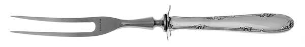 Madeira (Sterling, 1948, No Monograms) Small Carving Fork Stainless Prong W/Sterling Guar