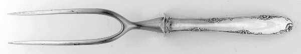 Madeira (Sterling, 1948, No Monograms) Large Stainless-Prong Roast Carving Fork