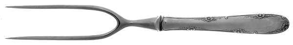 Madeira (Sterling, 1948, No Monograms) Lg Carving/Roast Fork-Stn Prong w/Sterling Guard