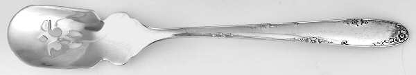 Madeira (Sterling, 1948, No Monograms) Short Handled Olive Spoon with Pierced Bowl