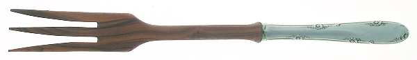 Madeira (Sterling, 1948, No Monograms) Salad Serving Fork with Wooden Prongs