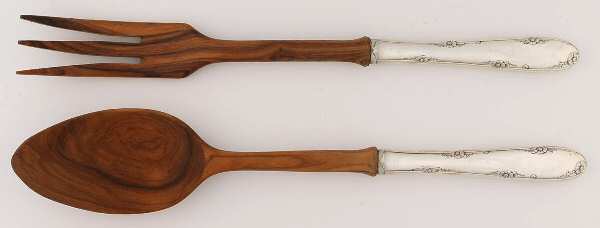 Madeira (Sterling, 1948, No Monograms) Wooden Bowl 2-Piece Salad Set