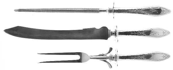 Merrimack (Sterling, 1916) Large 3-Piece Roast Carving Set w/ Stainless Blade