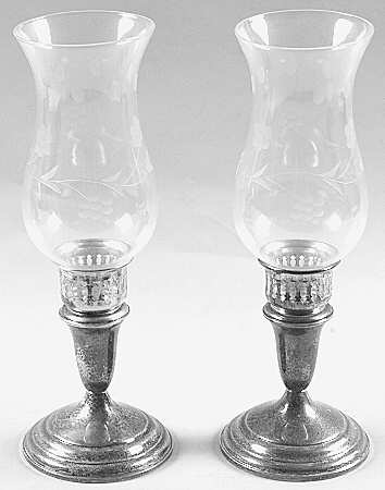 730 (Sterling, Hollowware) Pair of Weighted Hurricane Lamp & Globe
