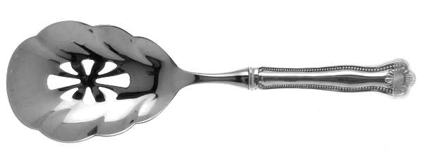 Newport Shell (Sterling, 1910, No Monograms) Pierced Serving Spoon with Stainless Bowl