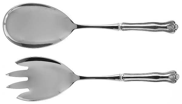 Newport Shell (Sterling, 1910, No Monograms) 2 Pc Salad Set with Stainless Bowl
