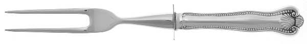 Newport Shell (Sterling, 1910, No Monograms) Small Steak Carving Fork with Stainless Prongs