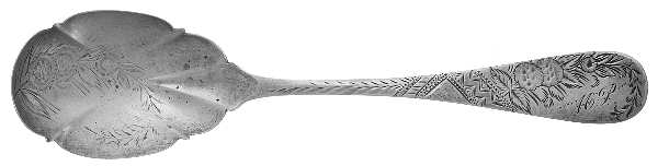 No. 38-Engraved (Sterling, 1880) Spoon-Sugar Shell/Bright Cut
