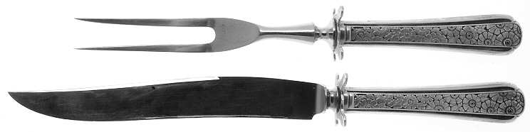 Old Brocade (Sterling, 1932) Large 2-Piece Roast Carving Set w/Stainless Blade