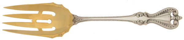 Old Colonial (Sterling, 1895, No Monograms) Medium Solid Cold Meat Serving Fork