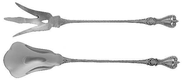 Old Colonial (Sterling, 1895, No Monograms) Lettuce Serving Set, New Style, 2 Piece