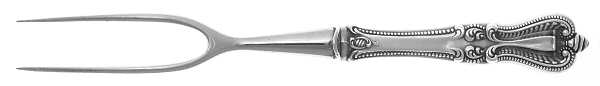 Old Colonial (Sterling, 1895, No Monograms) Small Carving Fork Stainless Prong W/Sterling Guar