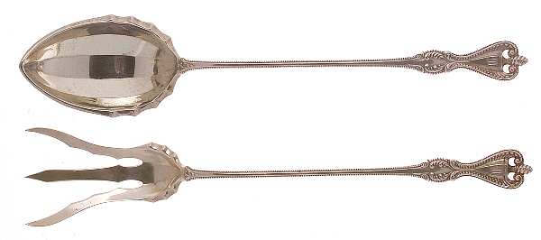 Old Colonial (Sterling, 1895, No Monograms) 2 Pc Large Lettuce Serving Set