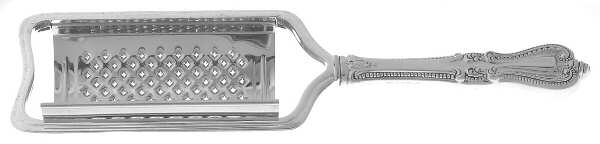 Old Colonial (Sterling, 1895, No Monograms) Cheese Grater with Hollow Handle, Stainless Grater
